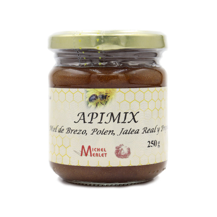 Apimix (miód wrzosowy z pyłkiem, mleczkiem pszczelim i propolisem) 250g
